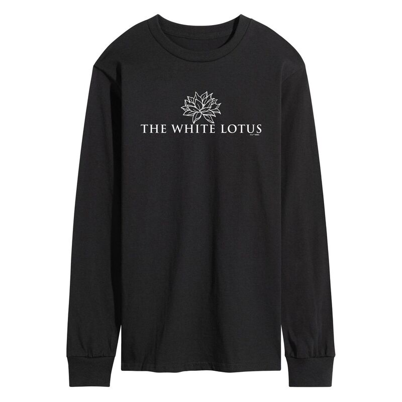 アニメキャラクター メンズ トップス Tシャツ ロゴ グラフィック Licensed Character Men's White Lotus Logo Long Sleeve Graphic Tee Black ブラック