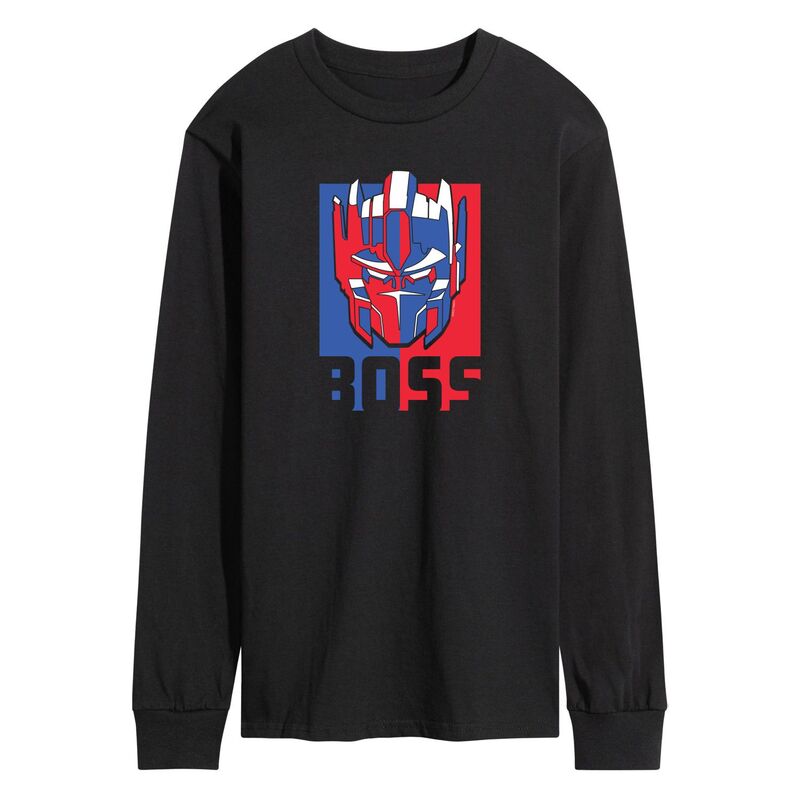 アニメキャラクター メンズ トップス Tシャツ グラフィック Licensed Character Men's Transformers OP Boss Long Sleeve Graphic Tee Black ブラック