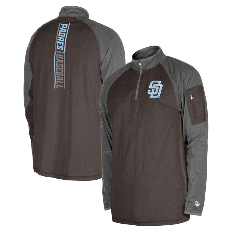 ニューエラ メンズ トップス Tシャツ Men's New Era Brown San Diego Padres Father's Day Raglan Quarter-Zip Topad Brown ブラウン