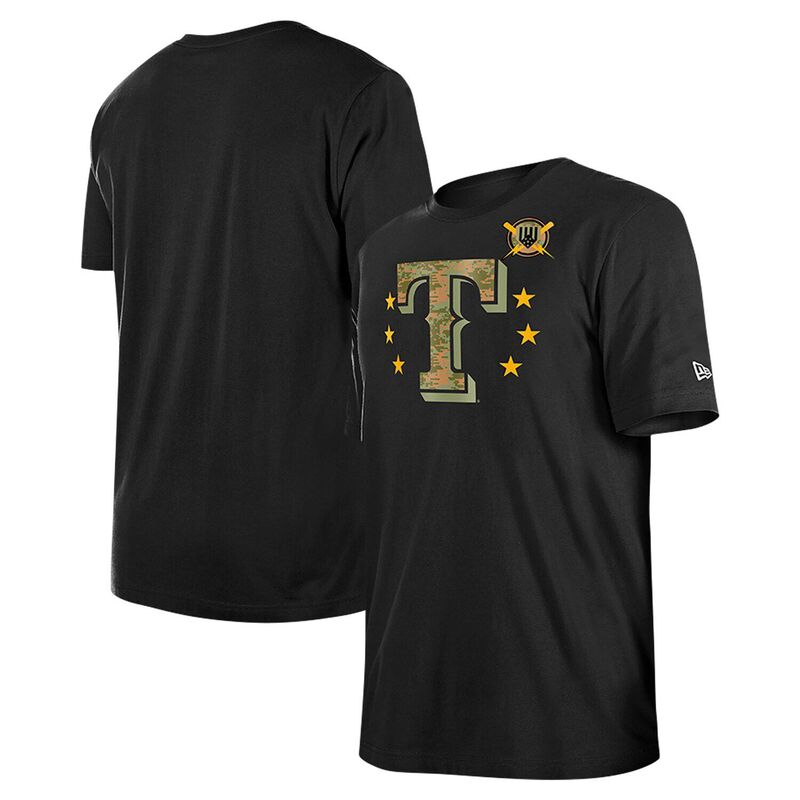 ニューエラ メンズ トップス Tシャツ Men's New Era Black Texas Rangers 2024 Armed Forces Day T-Shirt Rgr Black ブラック