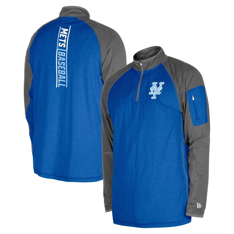ニューエラ メンズ トップス Tシャツ Men New Era Royal New York Mets Father Day Raglan Quarter-Zip Top Met Blue ブルー