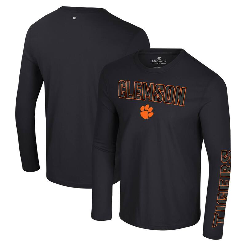コロシアム メンズ トップス Tシャツ Men's Colosseum Black Clemson Tigers Color Pop Active Blend 2-Hit Long Sleeve T-Shirt Clm Black ブラック