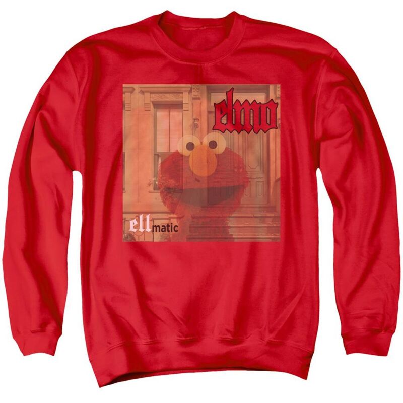 アニメキャラクター メンズ アウター ニット・セーター クルーネック スウェット シャツ Licensed Character Sesame Street Ellmatic Adult Crewneck Sweatshirt Red レッド