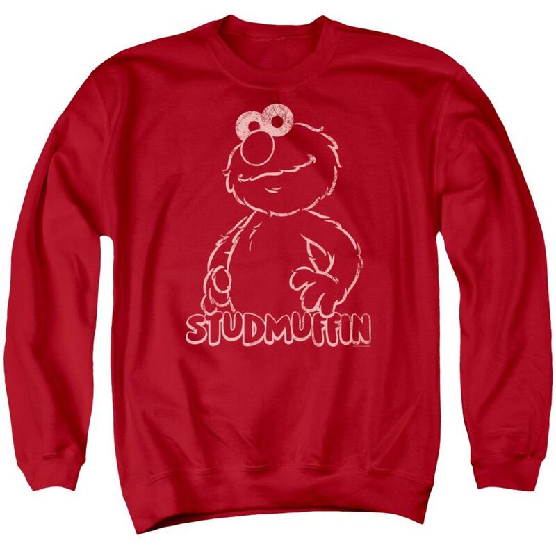アニメキャラクター メンズ アウター ニット・セーター クルーネック スウェット シャツ Licensed Character Sesame Street Studmuffin Adult Crewneck Sweatshirt Red レッド