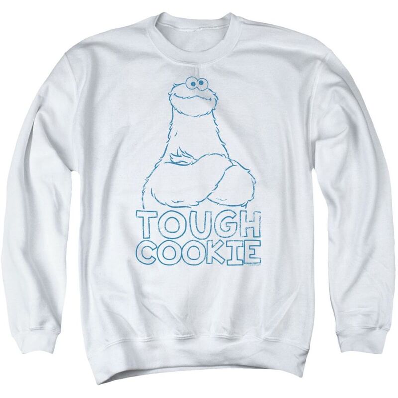 アニメキャラクター メンズ アウター ニット・セーター クルーネック スウェット シャツ Licensed Character Sesame Streetough Cookie Adult Crewneck Sweatshirt White ホワイト 10,486円