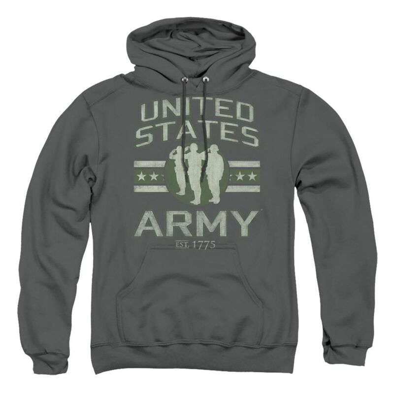 アニメキャラクター メンズ アウター ニット・セーター パーカー Licensed Character U.s. Army United States U.s. Army Adult Pull Over Hoodie Charcoal チャコール｜ReVida 店