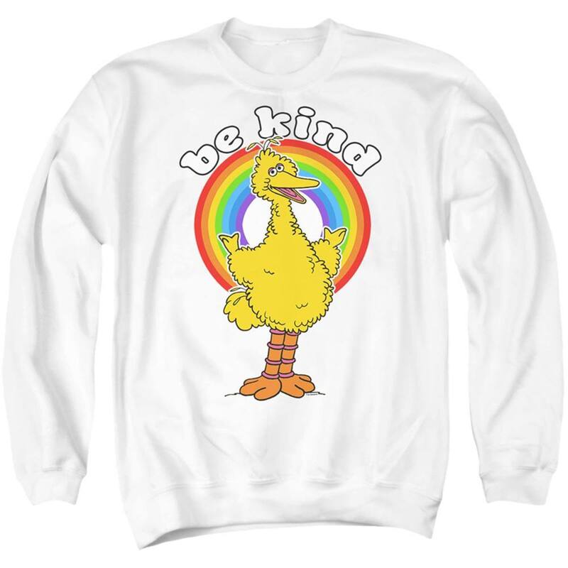 アニメキャラクター メンズ アウター ニット・セーター クルーネック スウェット シャツ Licensed Character Sesame Street Be Kind Adult Crewneck Sweatshirt White ホワイト