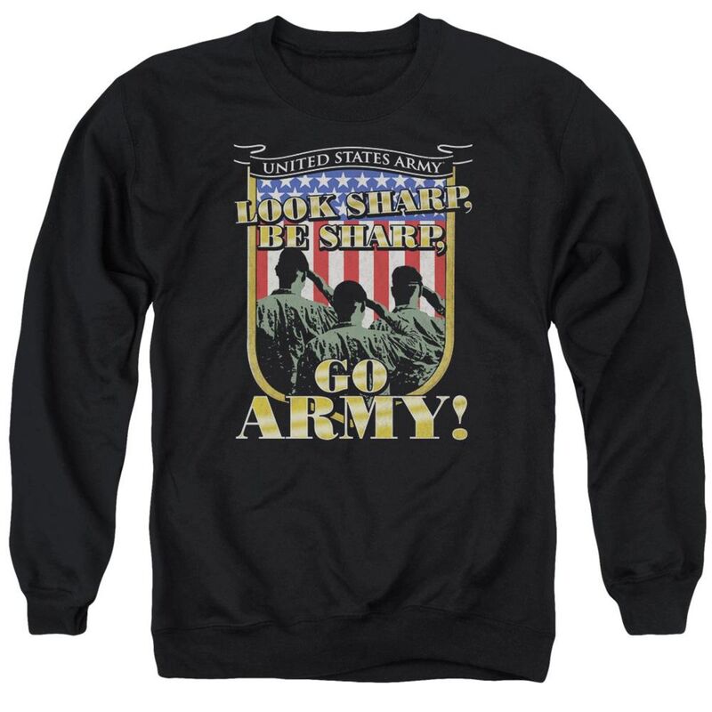アニメキャラクター メンズ アウター ニット・セーター クルーネック スウェット シャツ Licensed Character U.s. Army Go U.s. Army Adult Crewneck Sweatshirt Black ブラック