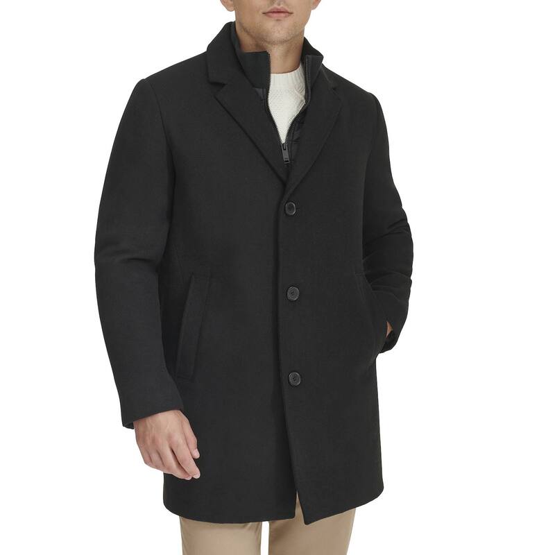 ドッカーズ メンズ アウター ジャケット・ブルゾン キルティング トール ウール コート Big & Tall DockersR Midweight Wool-Blend Topcoat with Quilted Biblack ブラック 26,838円