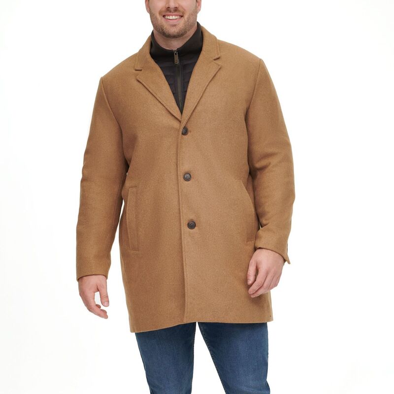 ドッカーズ メンズ アウター ジャケット・ブルゾン キルティング トール ウール コート Big & Tall DockersR Midweight Wool-Blend Topcoat with Quilted Bib Camel キャメル