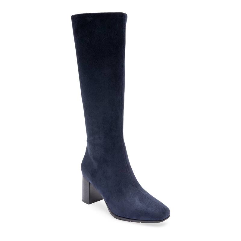 エアロソールズ レディース シューズ ブーツ・レインブーツ Aerosoles Micah Women's Knee-High Boots Navy Faux Suede ネイビー｜ReVida 店
