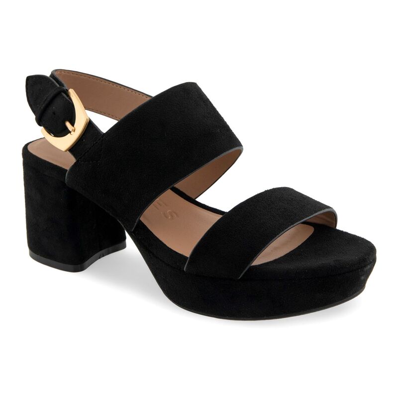 エアロソールズ レディース シューズ サンダル プラットフォーム Aerosoles Camilia Women's Platform Sandals Black Faux Suede ブラック｜ReVida 店 15,525円