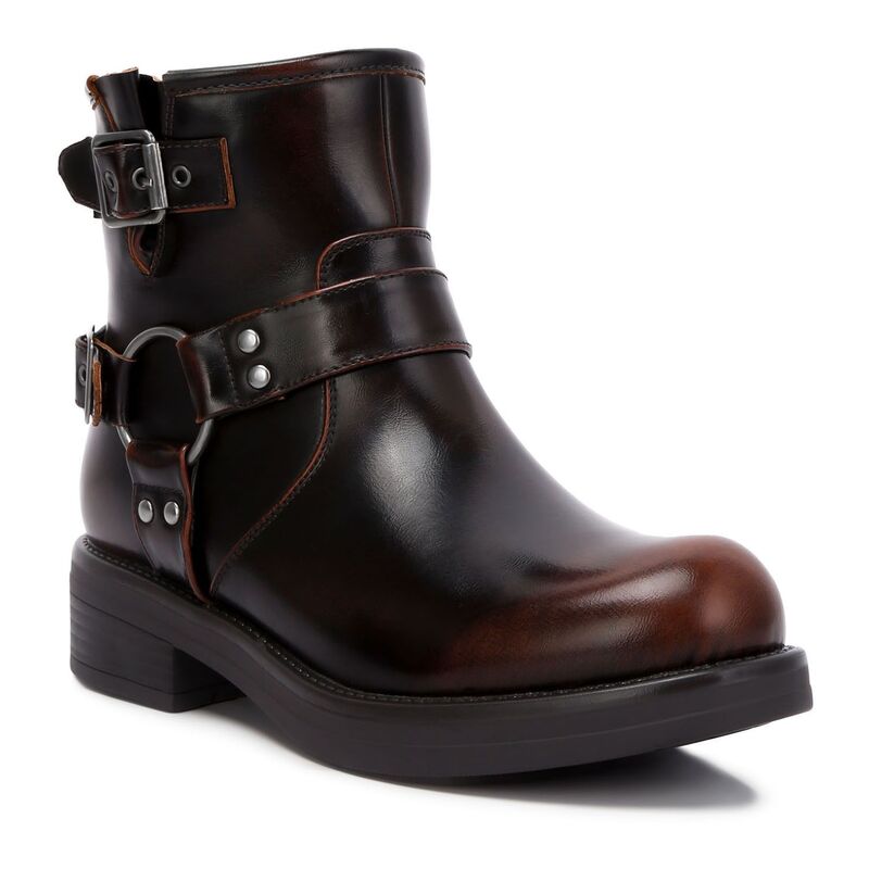 ロンドンラグ レディース シューズ ブーツ・レインブーツ レザー フェイクレザー London Rag Allux Women\'s Faux Leather Pin Buckle Boots Brown ブラウン