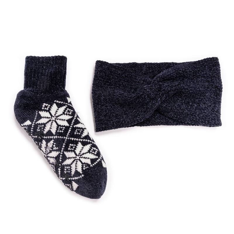 ムクルクス レディース シューズ サンダル Women's MUK LUKS Chenille Headband Moisturizing Sockset Navy ネイビー