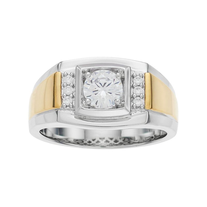アンブランデッド メンズ アクセサリー リング Unbranded Men's Two Tone Sterling Silver Cubic Zirconia Ring Two Tone シルバー