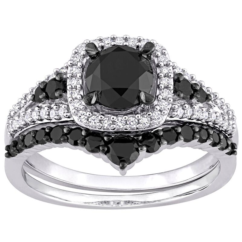 ステラ グレース レディース アクセサリー リング Stella Grace 10k White Gold 1/2 Carat.W Black & White Diamond Bridal Ringset 14k Whgold ホワイト｜ReVida 店