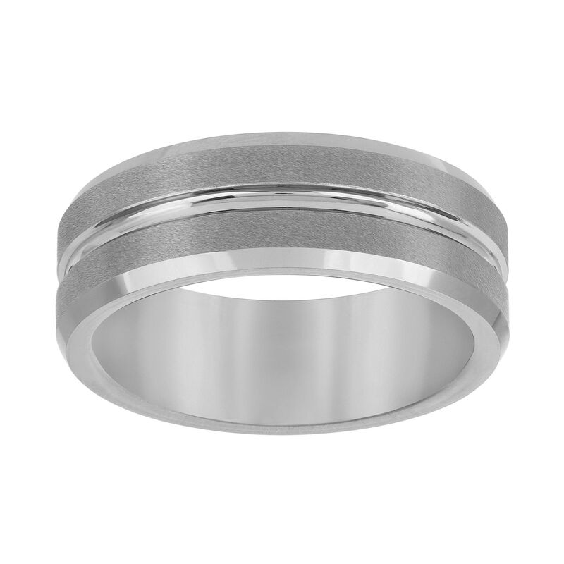 アンブランデッド メンズ アクセサリー リング Unbranded Tungsten Carbide 8 mm Bevel-Edge Gray Comfort Fit Band Ring Tungsten グレー