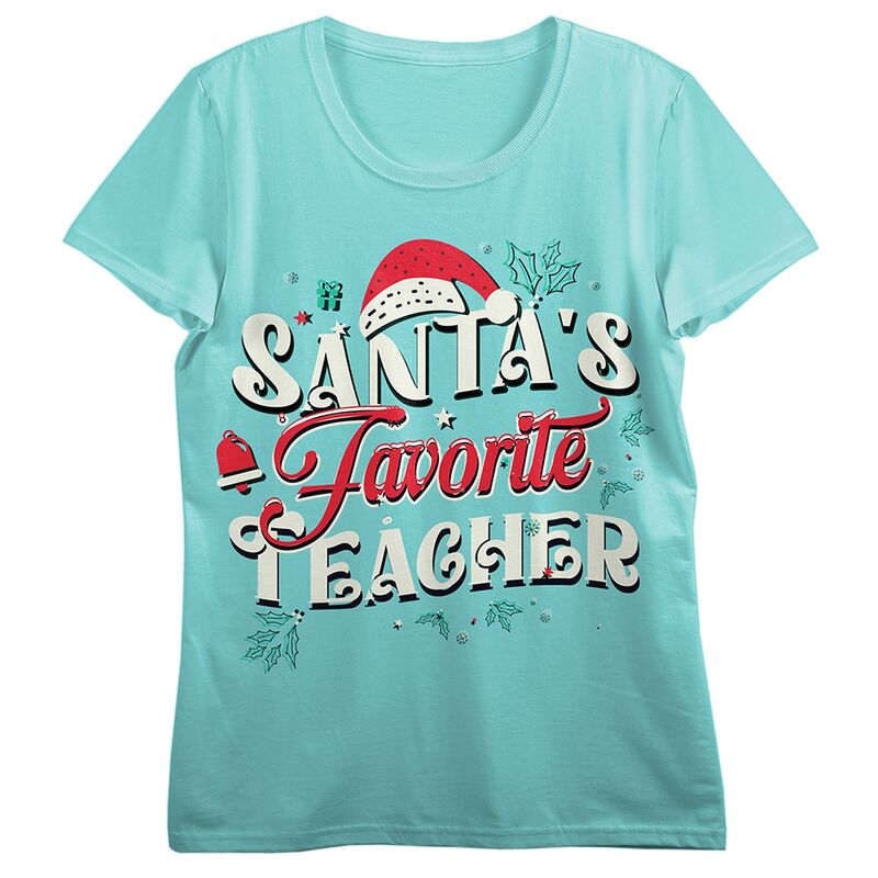 アンブランデッド レディース トップス Tシャツ グラフィック Unbranded Juniors' Santa'school Teacher Graphic Tee Blue ブルー