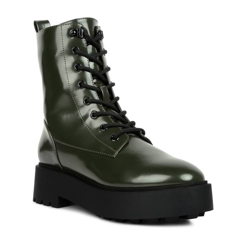 ロンドンラグ レディース シューズ ブーツ・レインブーツ London Rag Molsh Women's Combat Boots Dark Green グリーン｜ReVida 店