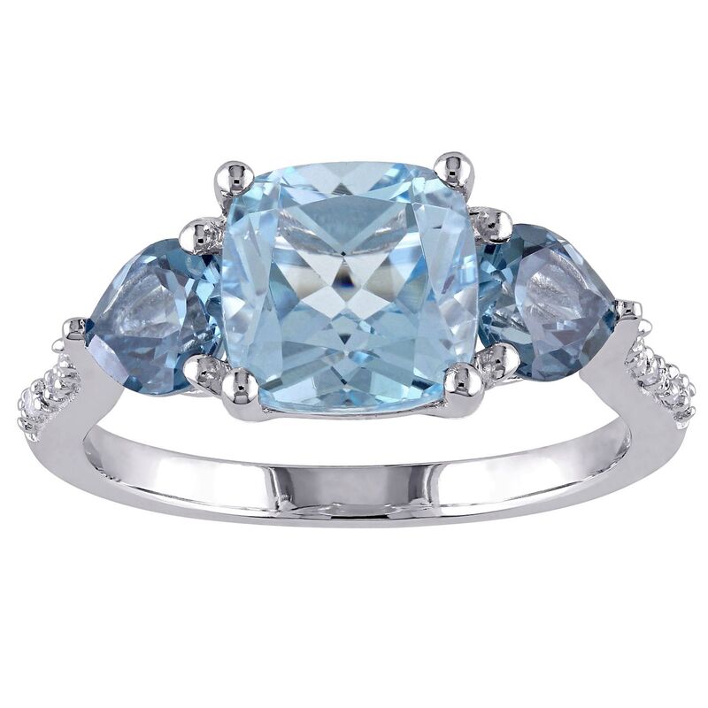 ステラ グレース レディース アクセサリー リング Stella Grace Sterling Silver Sky Blue Topaz London Blue Topaz & Diamond Accent 3-Stone Ring Sterling ブルー｜ReVida 店