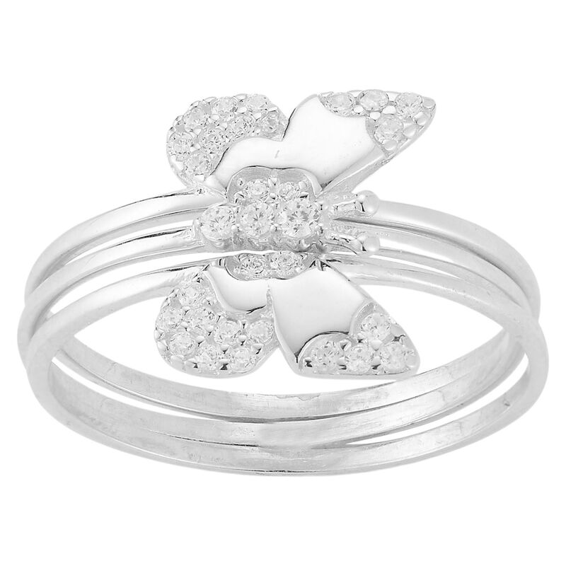 Sunkissed Sterling レディース アクセサリー リング Sunkissed Sterling Cubic Zirconia Butterfly Ring Set Silver Tone シルバー｜ReVida 店