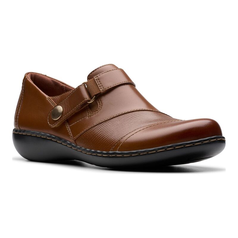 クラークス レディース シューズ スニーカー レザー Clarks Ashland Gem Women's Leather Shoes Tan タン｜ReVida 店