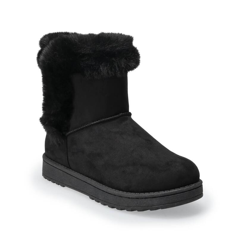 エスオー レディース シューズ ブーツ・レインブーツ SO Paulina Women's Faux-Fur Winter Boots Black ブラック