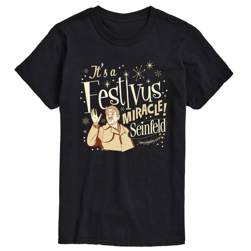 アニメキャラクター メンズ トップス Tシャツ トール グラフィック Licensed Character Big & Tall Seinfeld Festivus Miracle Graphic Tee Black ブラック