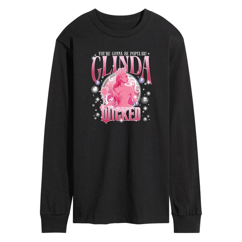 アニメキャラクター メンズ トップス Tシャツ グラフィック Licensed Character Men's Wicked Glinda You're Gonna Be Popular Long Sleeve Graphic Tee Black ブラック