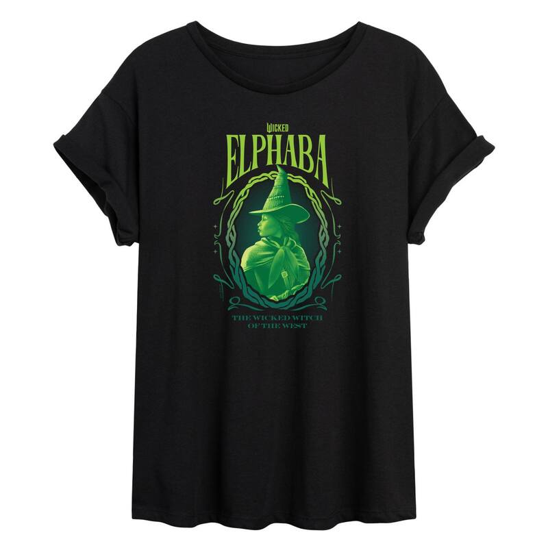 アニメキャラクター レディース トップス Tシャツ Licensed Character Juniors' Wicked Elphaba Wicked Witch Oversized Tee Black ブラック