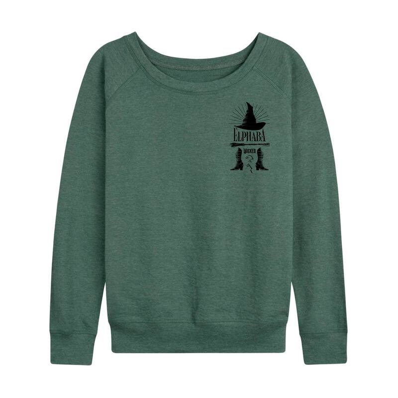 アニメキャラクター レディース トップス Tシャツ パイル スウェット Licensed Character Women's Wicked Elphaba Lightweight French Terry Sweatshirt Heather Green ヘザー