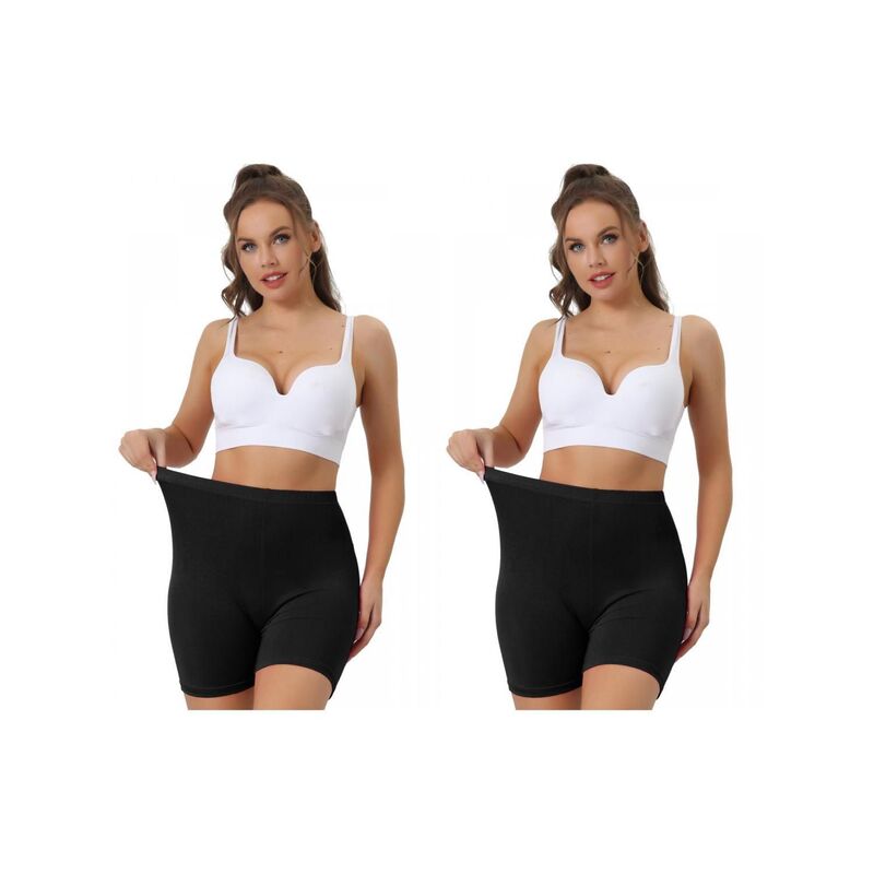 アレグラ ケー レディース ボトムス カジュアルパンツ ショートパンツ ALLEGRA K 2 Packs Women's Mid-thigh Boxer Underwear Full Coverage Soft Stretch Boyshorts Panties Black ブラック｜ReVida 店