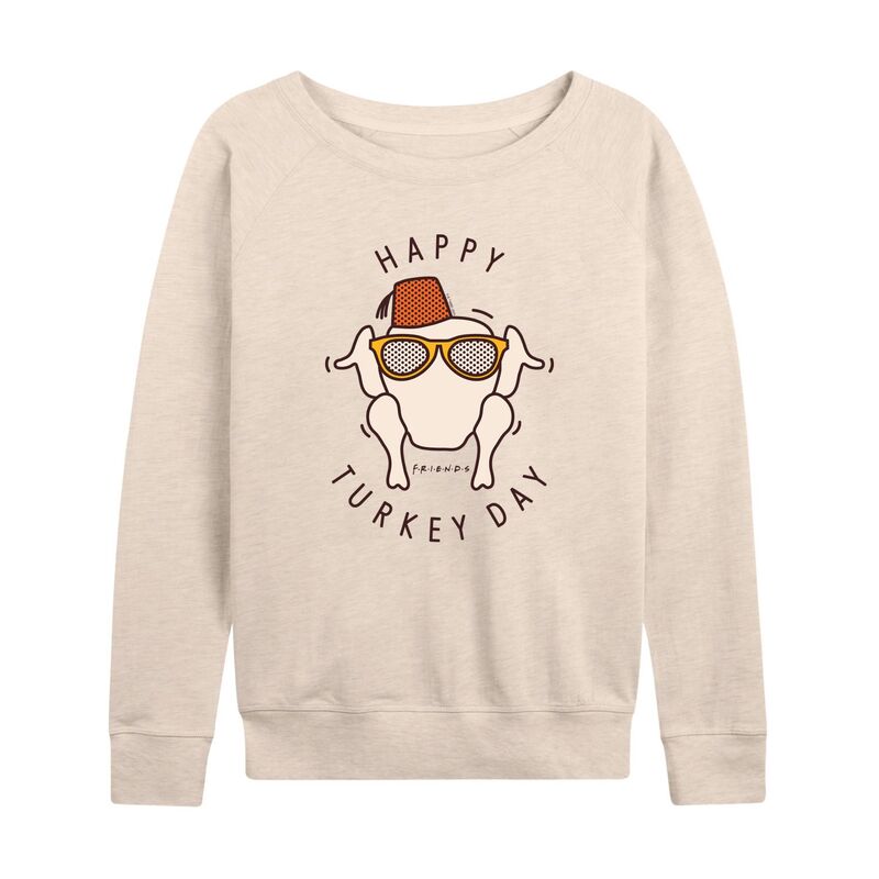 アニメキャラクター レディース トップス Tシャツ パイル スウェット Licensed Character Women's Friends Happy Turkey Day Lightweight French Terry Sweatshirt Beige ベージュ