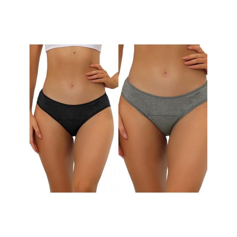 アレグラ ケー レディース アンダーウェア パンツ プラスサイズ ALLEGRA K 2 Packs Women's Underwear Mid-waisted Hipster Panties Available In Plusize Black Gray ブラック｜ReVida 店 8,125円