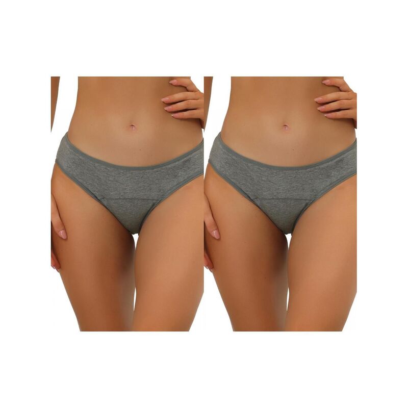 アレグラ ケー レディース アンダーウェア パンツ プラスサイズ ALLEGRA K 2 Packs Women's Underwear Mid-waisted Hipster Panties Available In Plusize Gray グレー