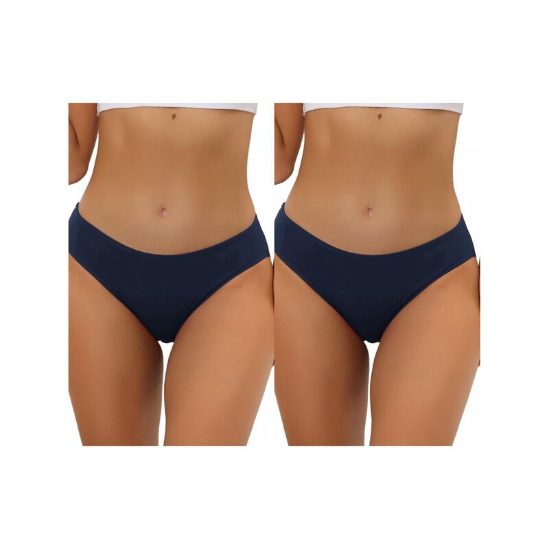 アレグラ ケー レディース アンダーウェア パンツ プラスサイズ ALLEGRA K 2 Packs Women's Underwear Mid-waisted Hipster Panties Available In Plusize Navy Blue ネイビー｜ReVida 店