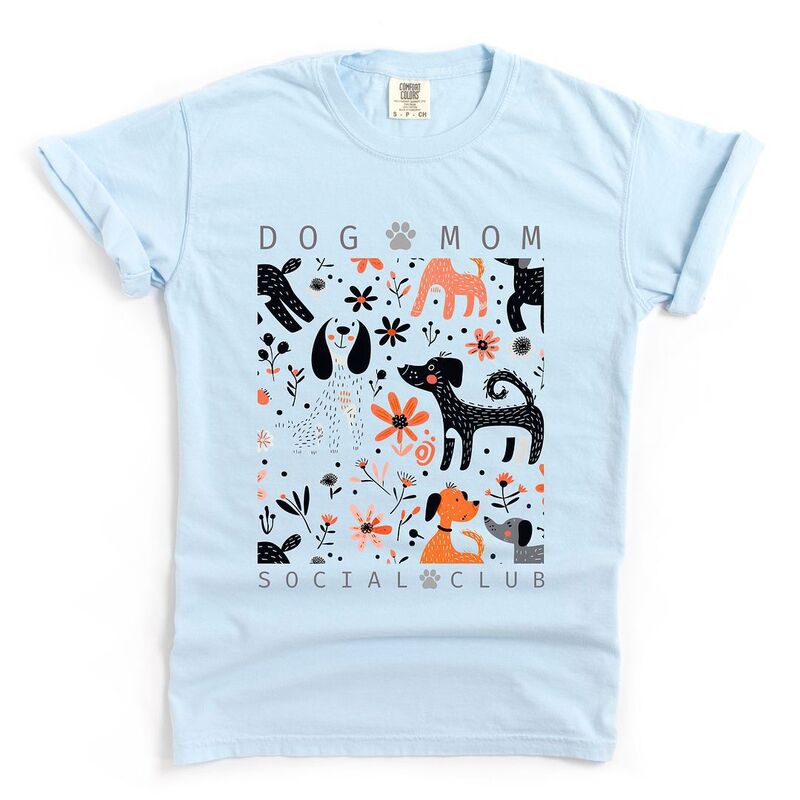 Simply Sage Market レディース トップス ティーシャツ Simply Sage Market Dog Mom Social Club Garment Dyed Tees Chambray トップス-Tシャツ・カットソー-レディースファッション