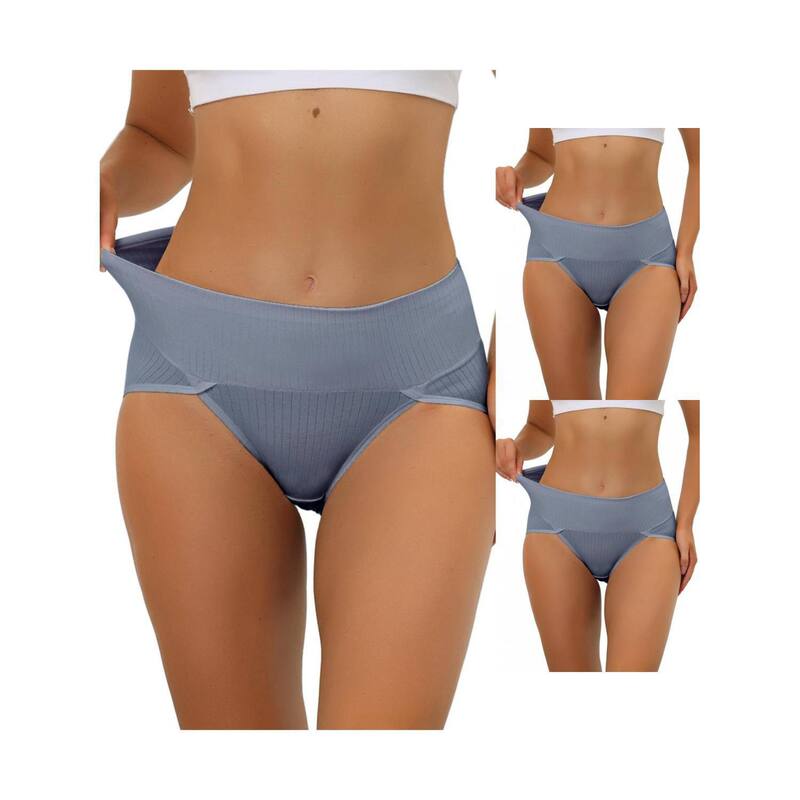 アレグラ ケー レディース アンダーウェア パンツ ハイウエスト プラスサイズ リブ ALLEGRA K 3 Packs Women's Hi-cut Ribbed High Waistummy Control Underwear Available In Plusize Multi Packs Blue ブルー