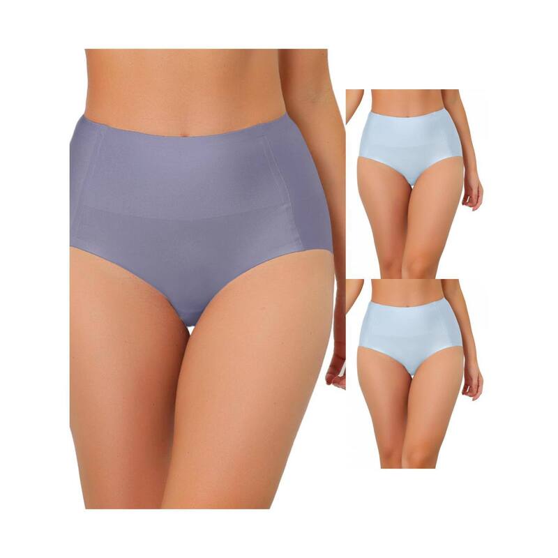 アレグラ ケー レディース アンダーウェア パンツ ハイウエスト ALLEGRA K 3 Packs Women's Tummy Control No Show Hipster Underwear High-waisted Breathable Brief Light Blue Purple ブルー