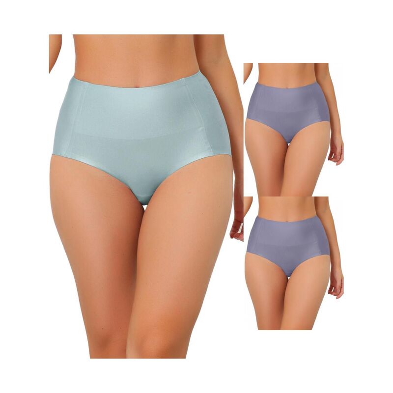 アレグラ ケー レディース アンダーウェア パンツ ハイウエスト ALLEGRA K 3 Packs Women's Tummy Control No Show Hipster Underwear High-waisted Breathable Brief Purple Blue ブルー