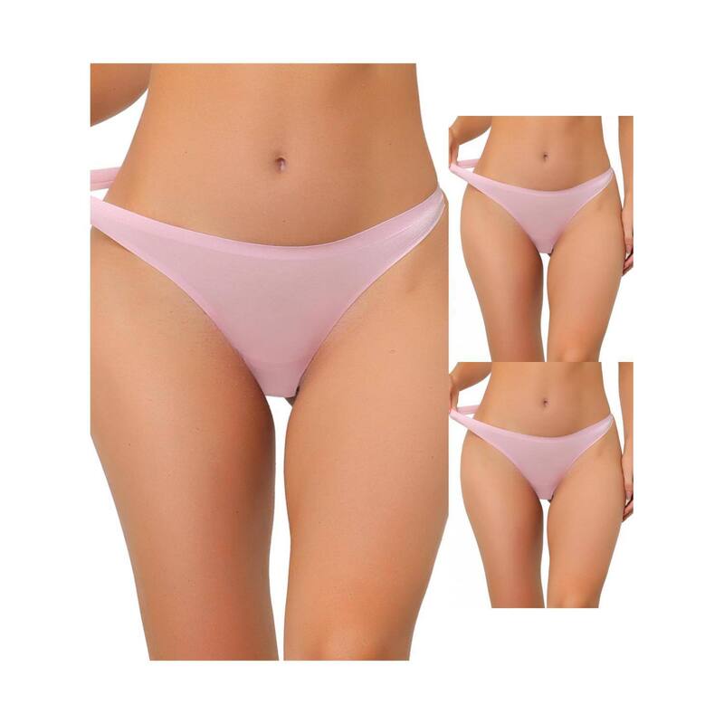 アレグラ ケー レディース アンダーウェア パンツ サテン ALLEGRA K 3 Packs Women's Unlined Underwear Satinvisible Bikini Comfortable No-show Thongs Muti Packs Pink ピンク｜ReVida 店