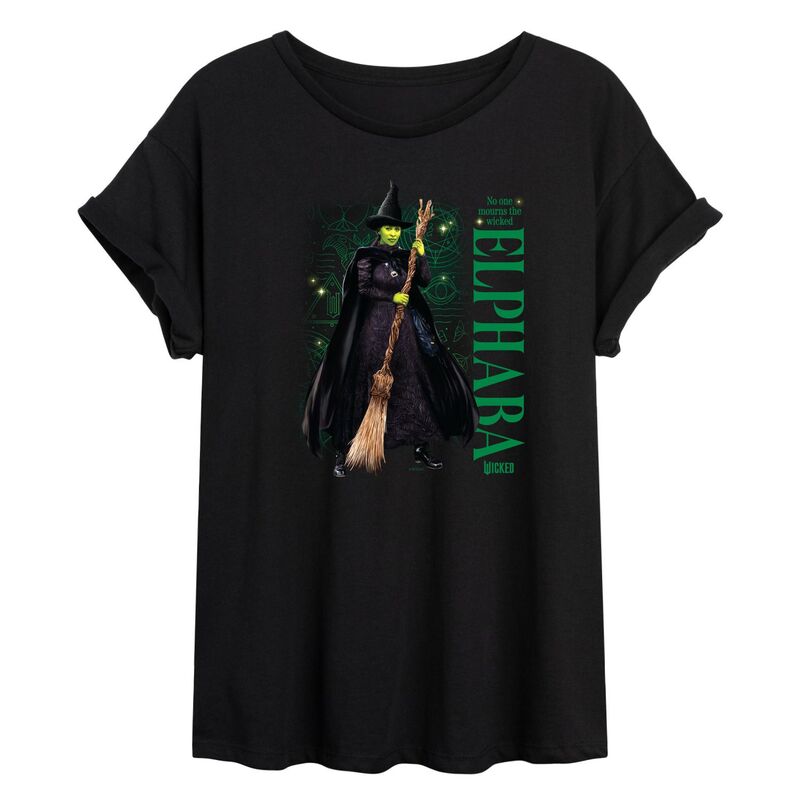 アニメキャラクター レディース トップス Tシャツ Licensed Character Juniors' Wicked Elphaba None Mourns The Wicked Oversized Tee Black ブラック 5,936円