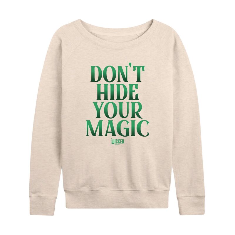 アニメキャラクター レディース トップス Tシャツ パイル スウェット Licensed Character Women's Wickedon't Hide Your Magic Lightweight French Terry Sweatshirt Birch