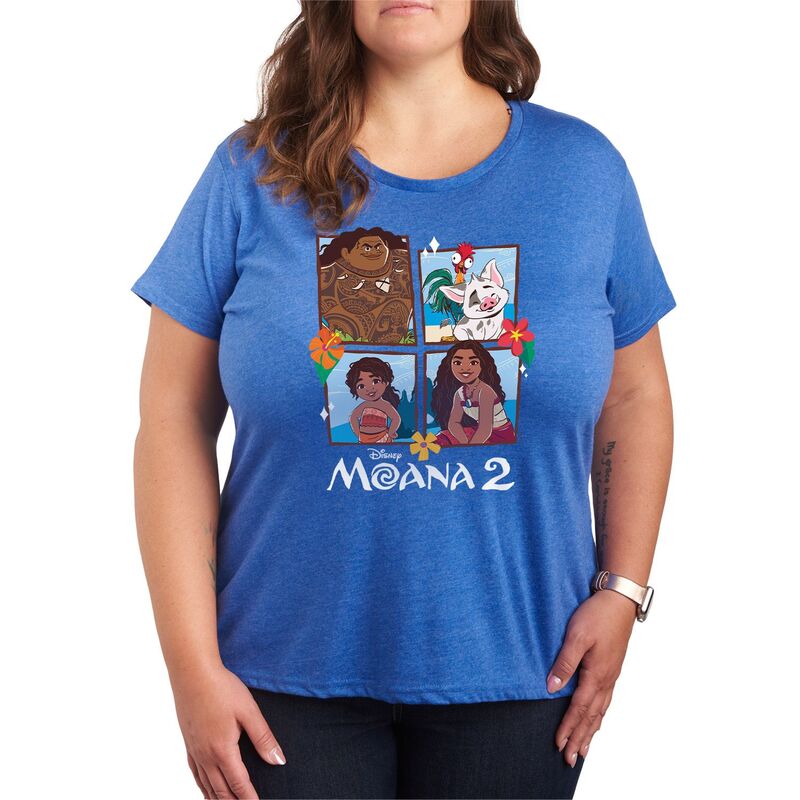 ディズニー レディース トップス Tシャツ プラスサイズ グラフィック Disney's Moana 2 Plusize Group Grid Graphic Tee Heather Blue ヘザー 6,360円