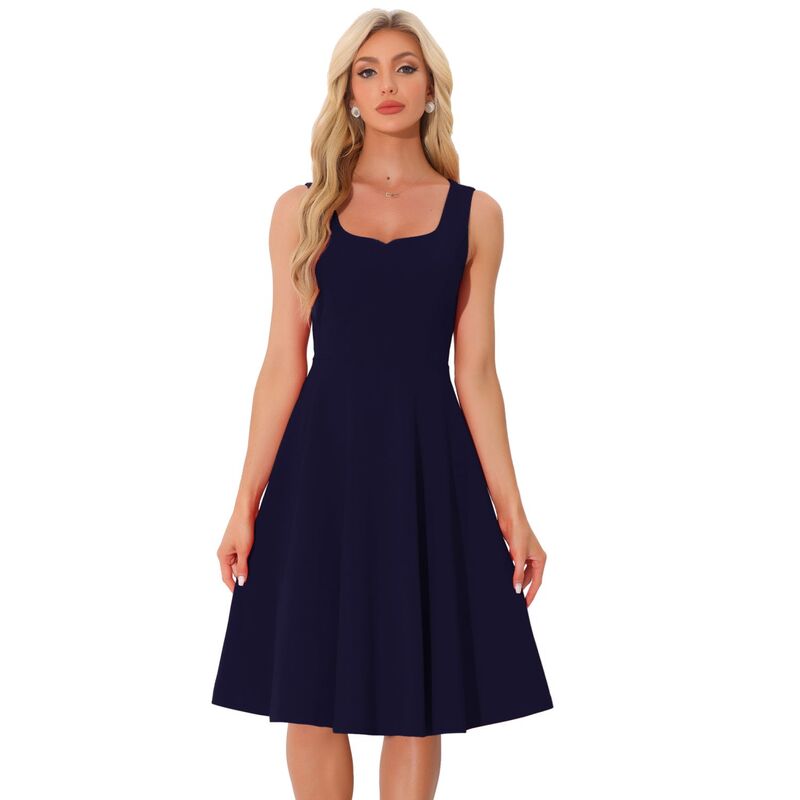 アレグラ ケー レディース トップス ワンピース ヴィンテージ ノースリーブ ALLEGRA K Vintage Swing Dress For Women'sweetheart Neck Sleeveless Fit And Flare Dresses Dark Blue ブルー 14,950円