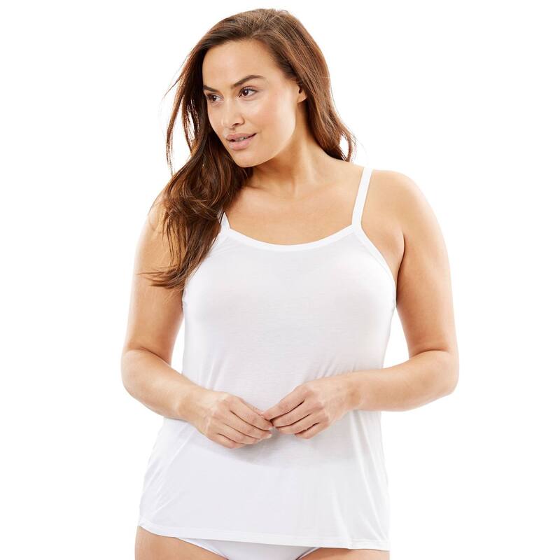 コンフォート チョイス レディース トップス シャツ プラスサイズ Comfort Choice Women's Plusize Modal Cami White ホワイト|ReVida 店