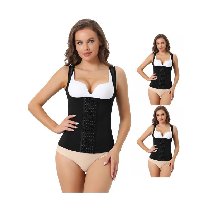 アレグラ ケー レディース トップス シャツ ノースリーブ ALLEGRA K 3 Packs Waist Corsets For Women Shapewears Push-up Tummy Control Sleeveless Breathable Tank Tops Black ブラック
