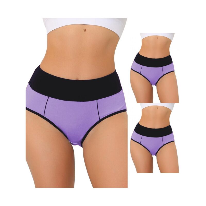 アレグラ ケー レディース アンダーウェア パンツ ハイウエスト プラスサイズ ALLEGRA K 3 Packs Women's High Waistummy Control Panties Available In Plusizes Bright Purple パープル