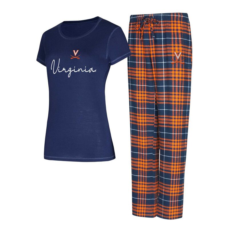 アンブランデッド レディース アンダーウェア ナイトウェア パンツ Tシャツ Unbranded Women's Conceptsport Navy Virginia Cavaliers Vector T-Shirt & Flannel Pantsleep Set Uva Navy ネイビー
