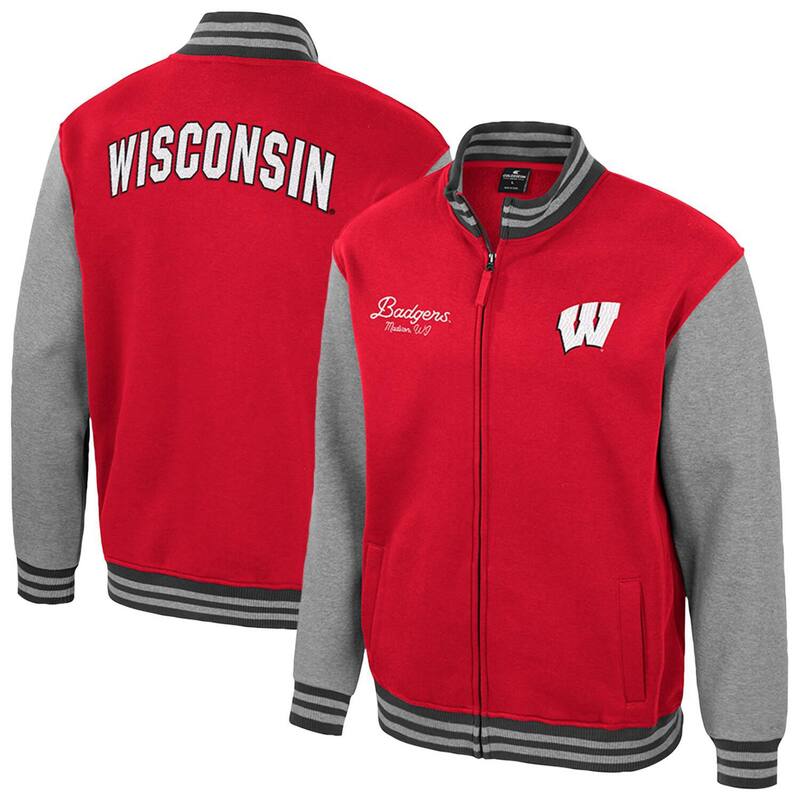 コロシアム メンズ アウター ジャケット・ブルゾン Men Colosseum Red Wisconsin Badgers Ambi-Turner Full-Zip Varsity Jacket Wis Red レッド